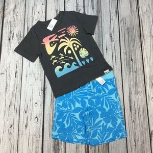 Gap Boys 18 24 2T 3T 4T 5T Tropical Shirt & Teal Tropical Shorts Outfit